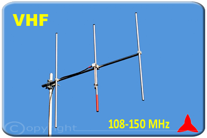 ARYCKM-C-37X NARROW-BAND FM Directional Yagi Antenna 3 elements 108 - 150 MHz Protel