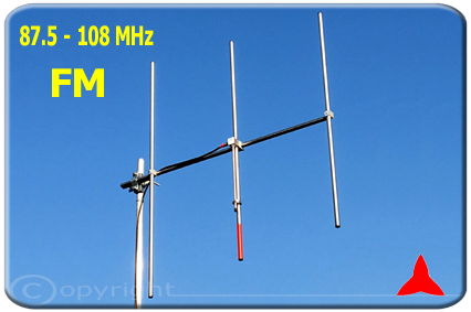 ARYCKM-B-37X  NARROW-BAND FM Directional Yagi Antenna 3 elements 87 - 108 MHz