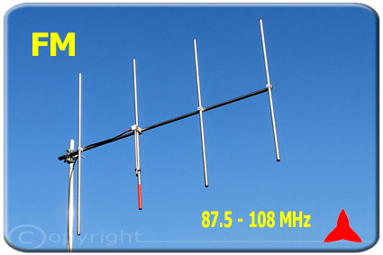 ARYCKM-B-48X NARROW-BAND FM Directional Yagi Antenna 4 elements 87 - 108 MHz 