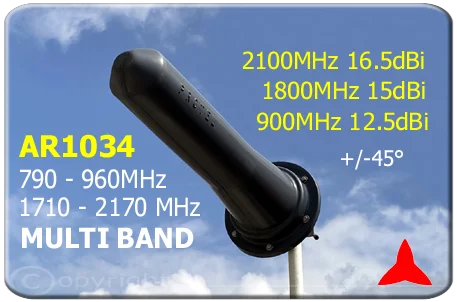 AR1034 Directional Antenna Yagi High Gain, band GSM-R umts  dcs gsm lte 3g 4g 760 - 960 MHz 1710 - 2170 MHz