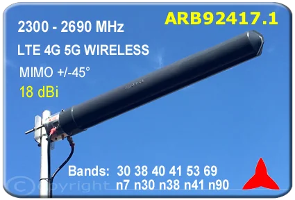 ARB92417.1 Independent Dual Feed Directional MIMO Yagi Antenna +-45° 2300 2690 MHz 18dBi